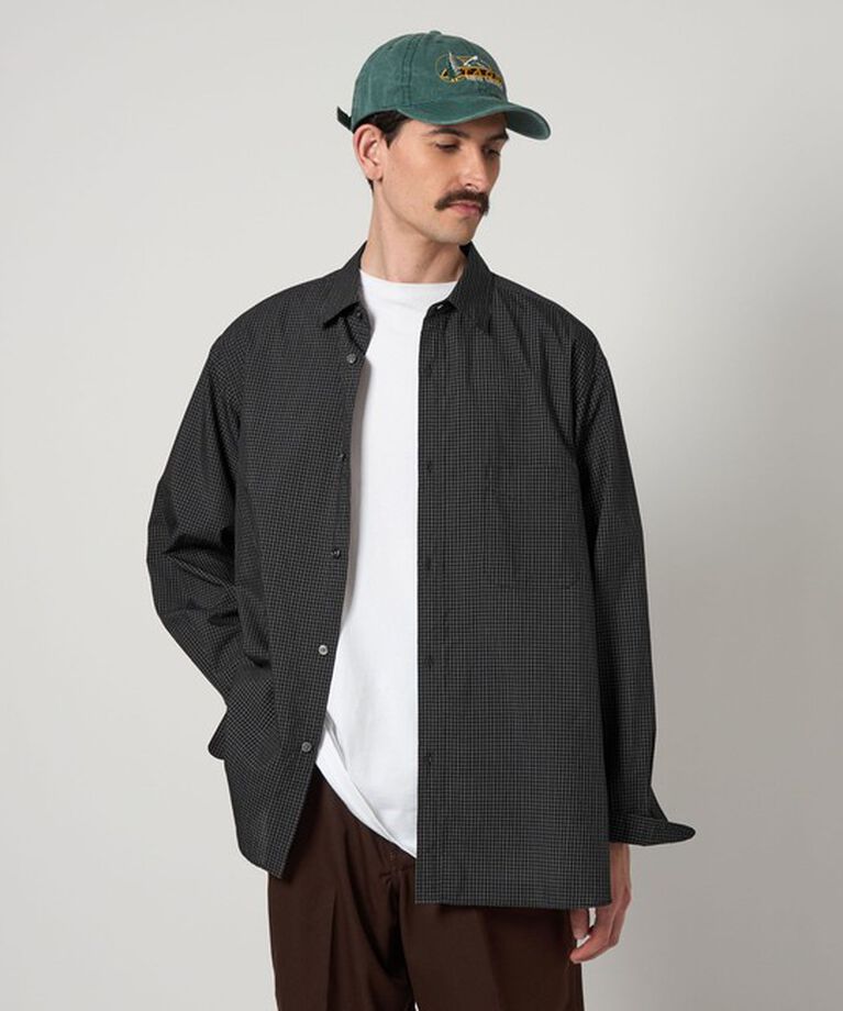 STEVEN ALAN「＜Steven Alan＞ C/L/S チェック レギュラーカラー シャツ ALINE LOOSE」|シャツ・ブラウス|BLACK