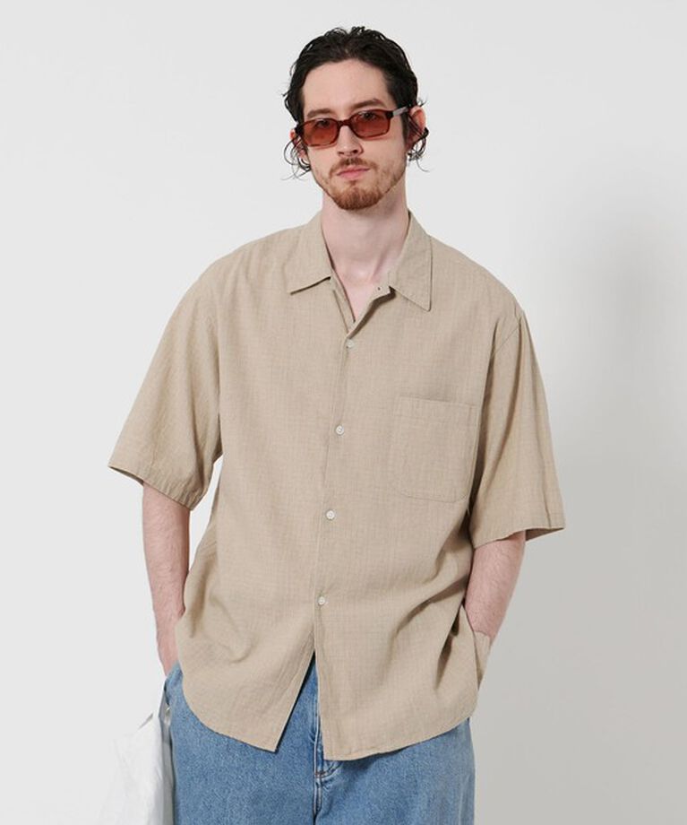 STEVEN ALAN「 ＜Steven Alan＞ C/L ブレンド チェック ALINE LOOSE CASUAL BOX」|シャツ・ブラウス|NATURAL