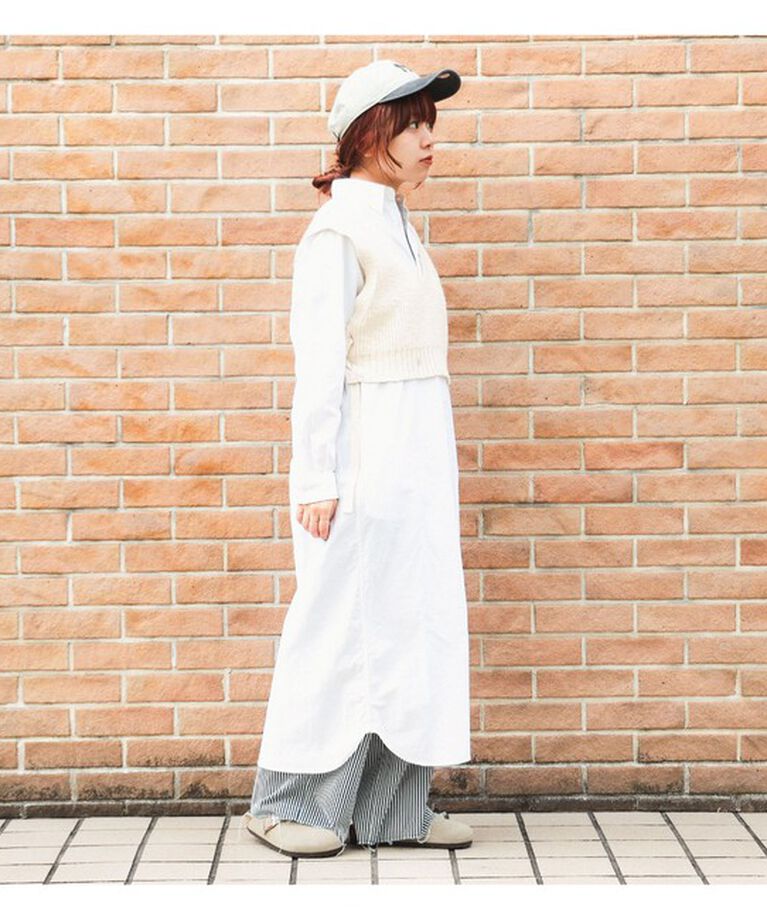 BEAMSBOY「オックスフォード ボタンダウン ロングスリーブ シャツワンピース」|ワンピース|WHITE