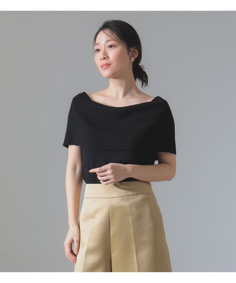 Demi-Luxe BEAMS 「オフショルダー ノースリーブ プルオーバーニット」|ニット・セーター|BLACK