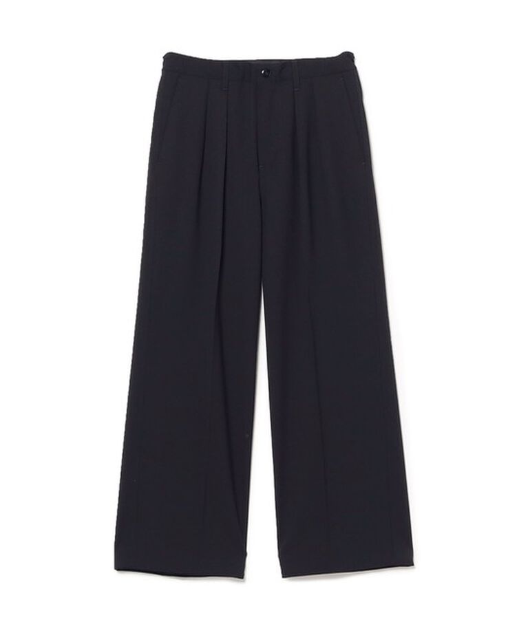 BEAMS「2プリーツ ワイド スラックス」|チノ|NAVY