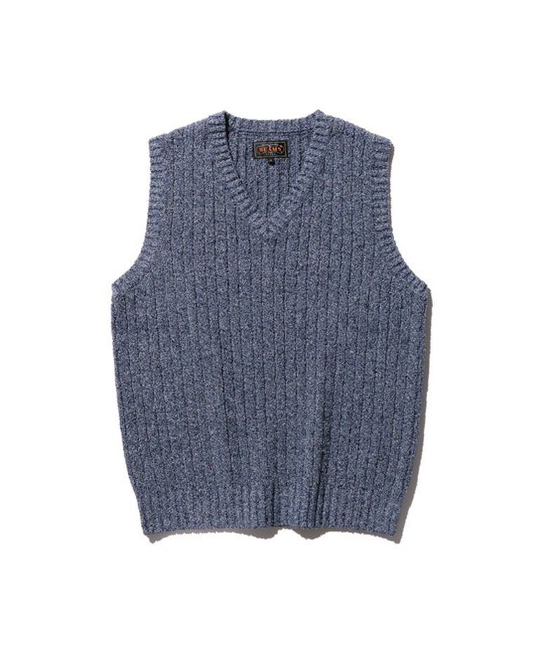 BEAMS「B+Cable VEST」|ニット・セーター|NAVY