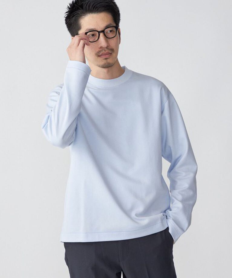 SHIPS「SHIPS:  ハイゲージ クルーネック ダンボールニット 長袖Tシャツ」|Tシャツ・カットソー|