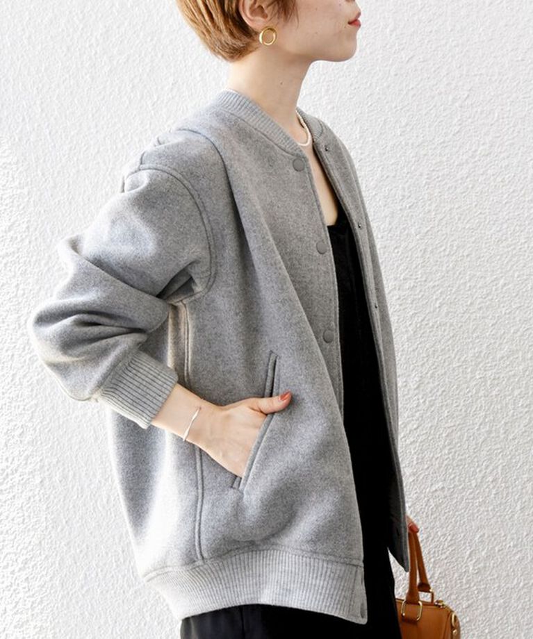 SHIPS any「【WEB限定】SHIPS any: バーシティ ジャケット 24FW」|ブルゾン・スタジャン|ライトグレー