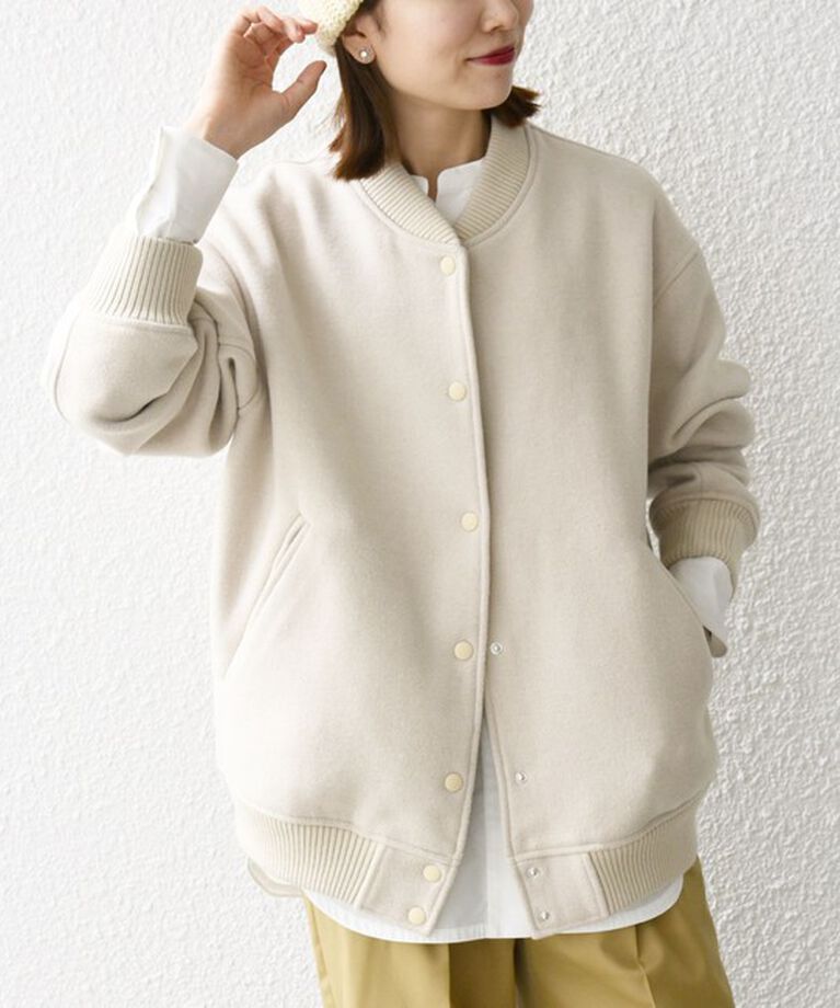 SHIPS any「【WEB限定】SHIPS any: バーシティ ジャケット 24FW」|ブルゾン・スタジャン|ベージュ