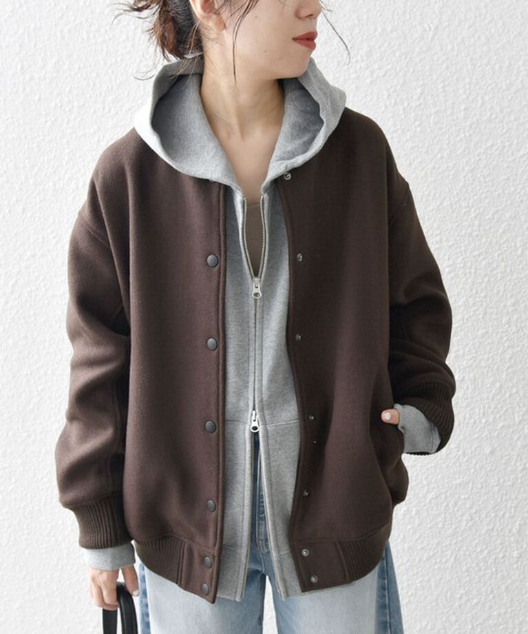 SHIPS any「【WEB限定】SHIPS any: バーシティ ジャケット 24FW」|ブルゾン・スタジャン|ブラウン