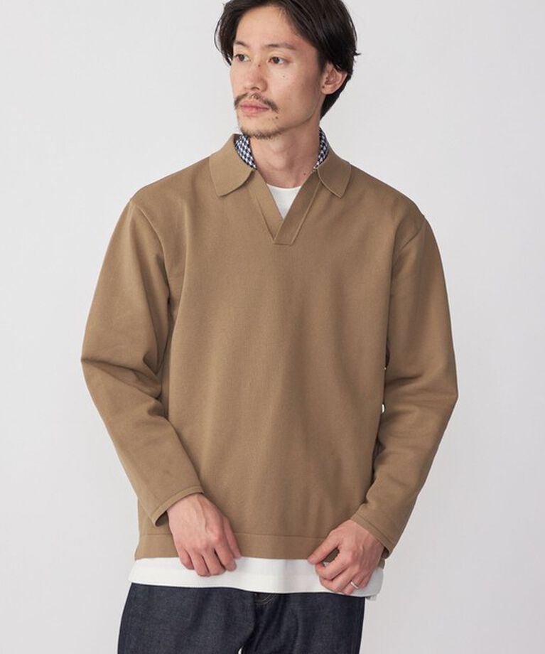 SHIPS「SHIPS:〈手洗い可能〉14ゲージ TEXBRID(R) ミラノリブ スキッパー ポロシャツ」|Tシャツ・カットソー|