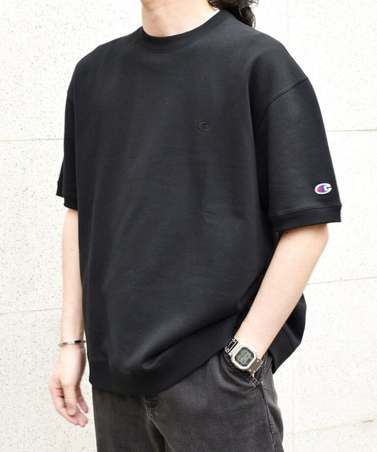 SHIPS any「【SHIPS any別注】Champion: 1トーン ロゴ ライト スウェット Tシャツ◇」|Tシャツ・カットソー|ブラック