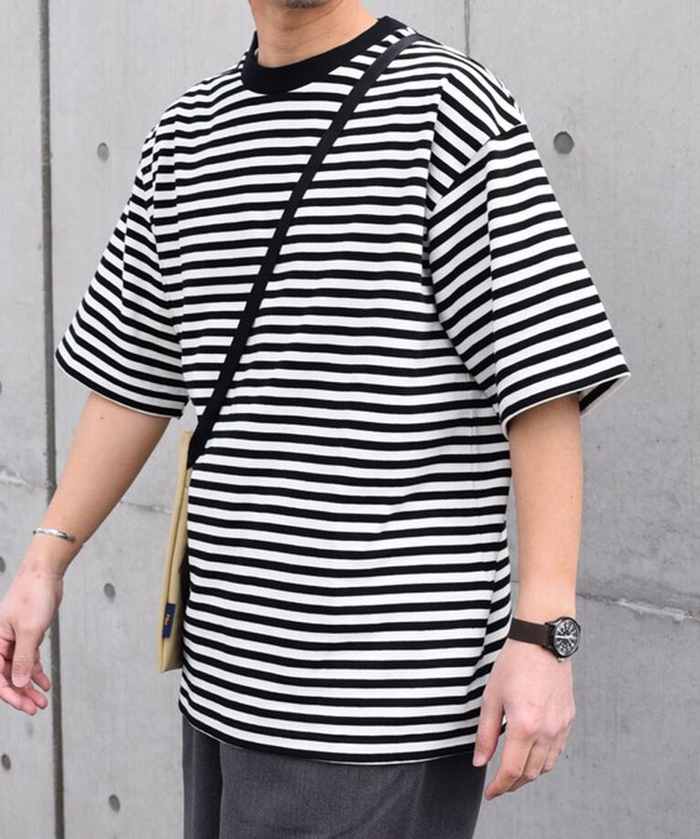 SHIPS any「SHIPS any: ベーシック ボーダー リラックス Ｔシャツ 24SS◇」|Tシャツ・カットソー|ブラック