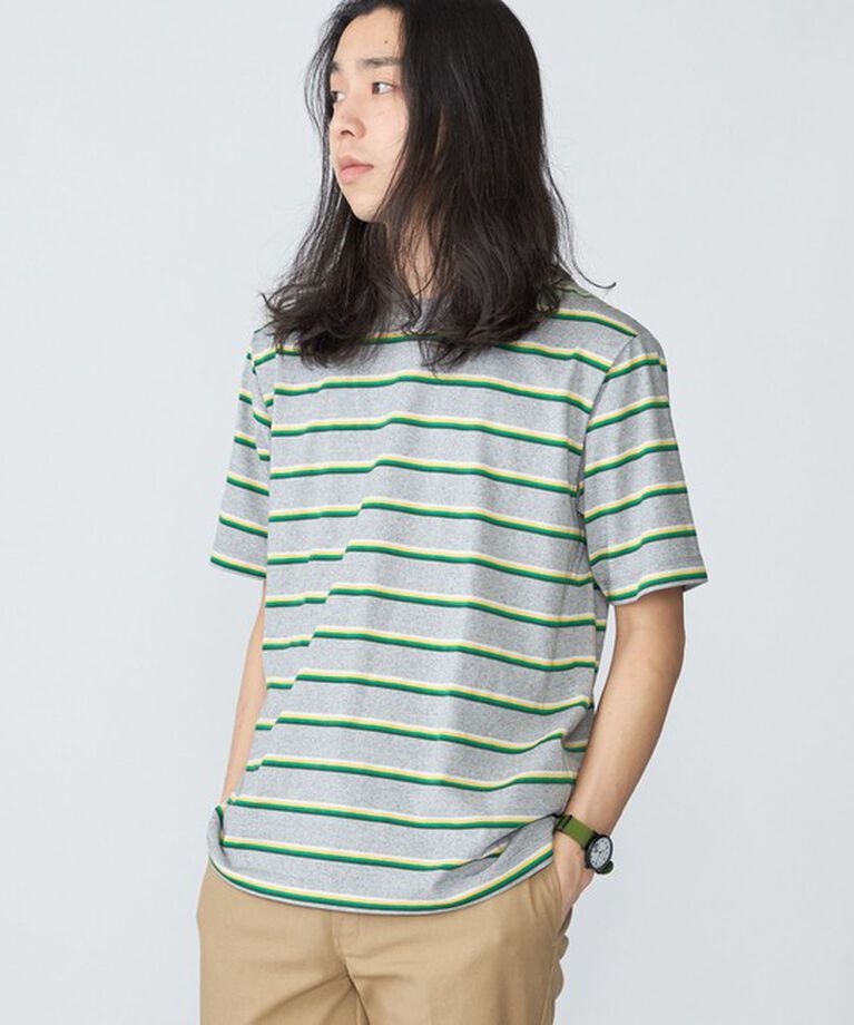 SHIPS「SHIPS: TEXBRID(R) リネン グラデーション ボーダー Tシャツ」|Tシャツ・カットソー|グレー