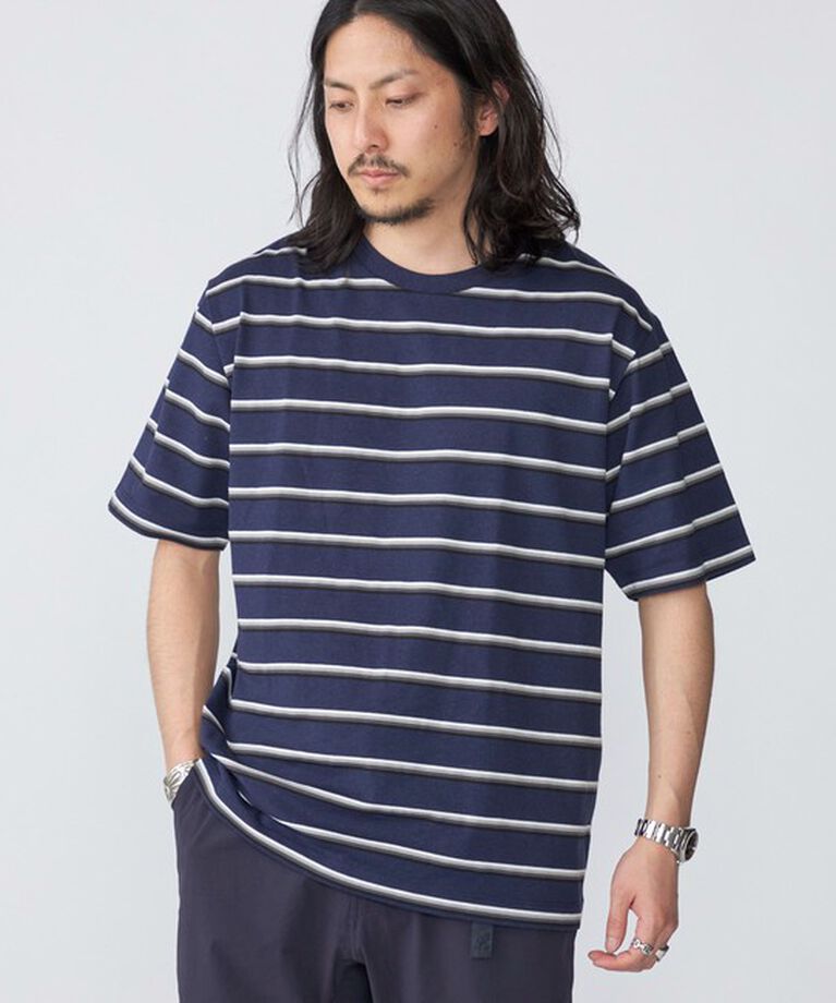 SHIPS「SHIPS: TEXBRID(R) リネン グラデーション ボーダー Tシャツ」|Tシャツ・カットソー|ネイビー