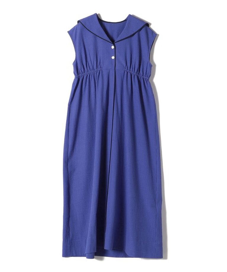 SHIPS for women「【WEB限定】〈手洗い可能〉セーラーカラー パイピング ロング ワンピース」|ワンピース|