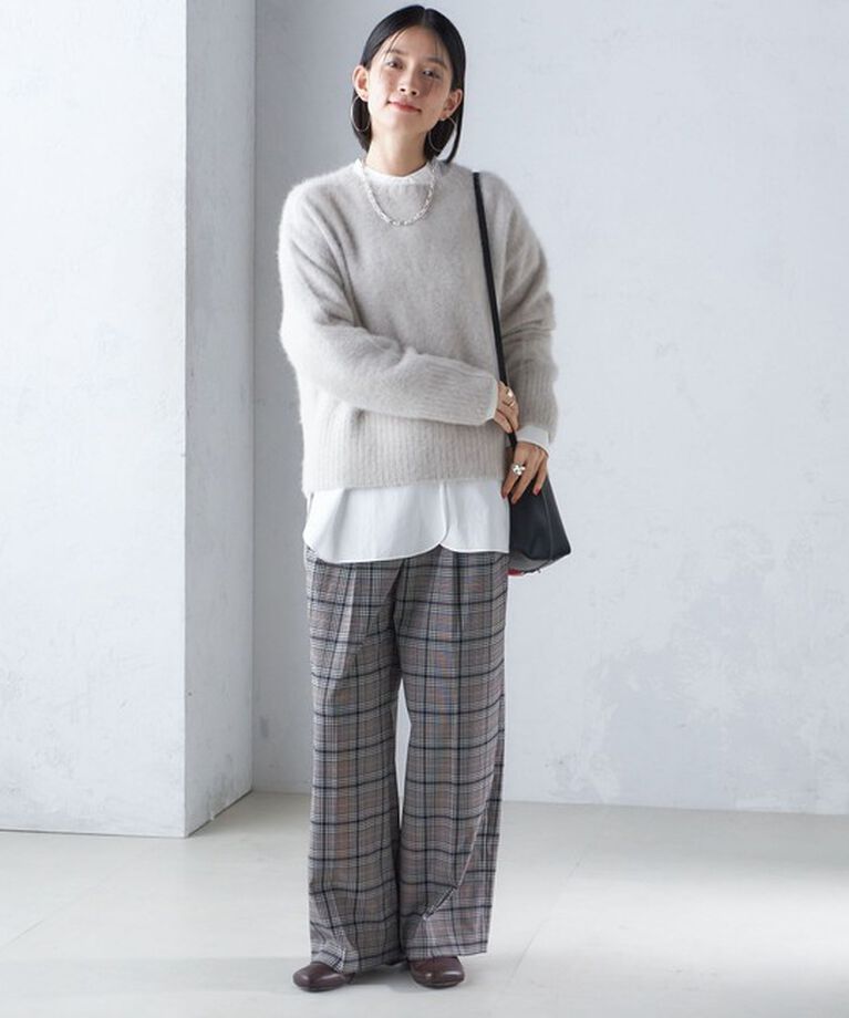 SHIPS for women「〈手洗い可能〉ウール混 チェック タック ワイド パンツ」|その他|