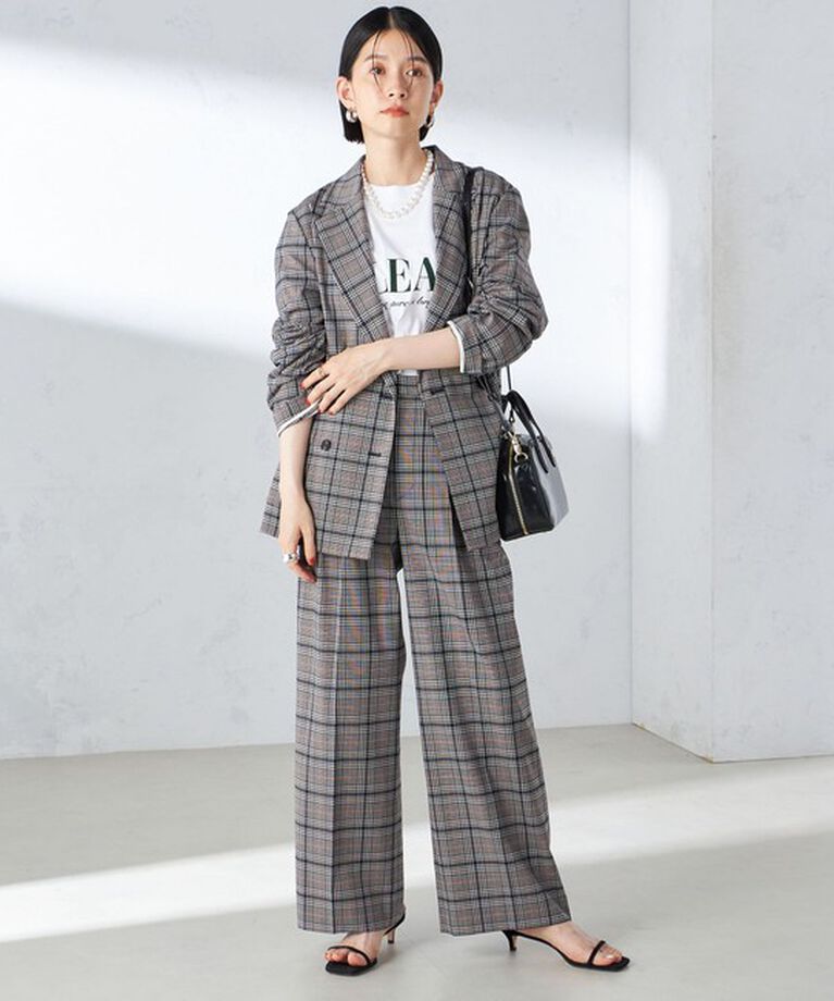 SHIPS for women「〈手洗い可能〉ウール混 チェック タック ワイド パンツ」|その他|