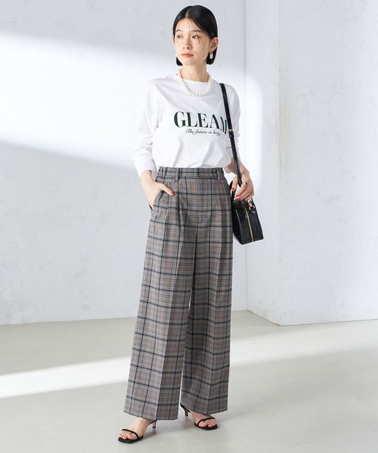 SHIPS for women「〈手洗い可能〉ウール混 チェック タック ワイド パンツ」|その他|