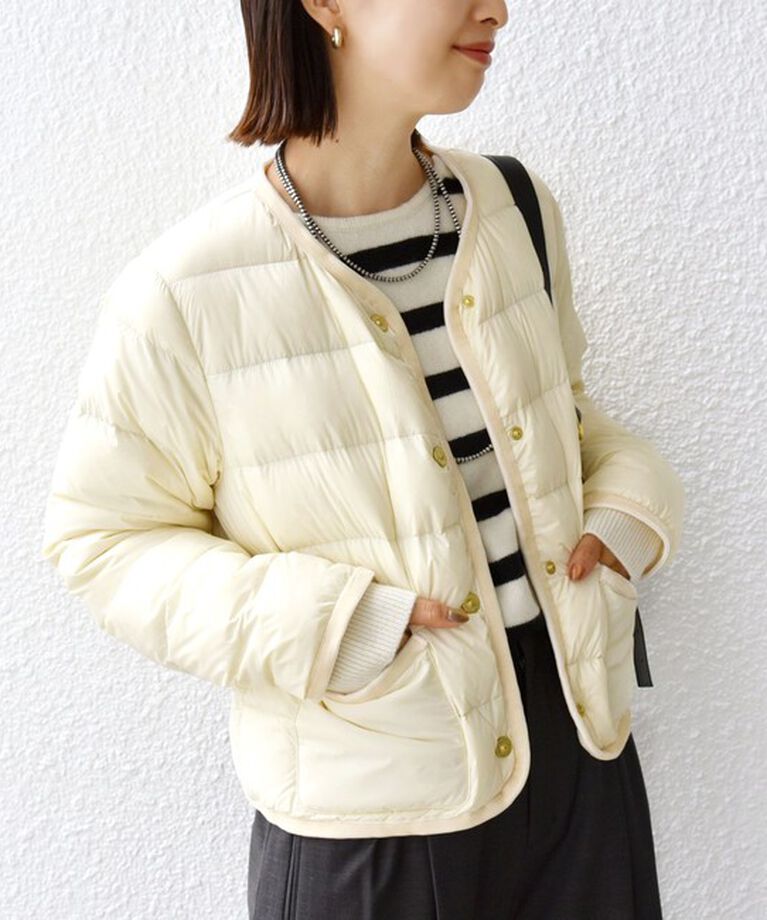 SHIPS for women「【SHIPS別注】TAION:〈手洗い可能〉パイピング ノーカラー ダウン ジャケット」|その他|