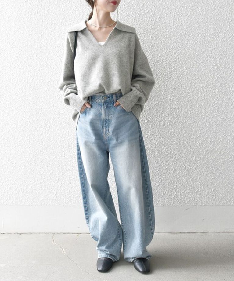 SHIPS any「【WEB限定】SHIPS any: 〈手洗い可能〉AQUA カシミヤ ミックス スキッパー カラー プルオーバー」|ニット・セーター|