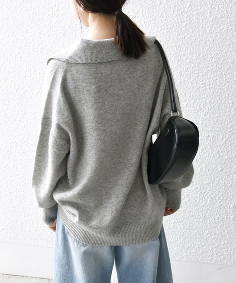 SHIPS any「【WEB限定】SHIPS any: 〈手洗い可能〉AQUA カシミヤ ミックス スキッパー カラー プルオーバー」|ニット・セーター|