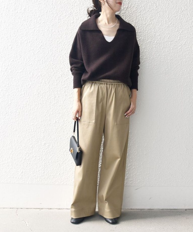 SHIPS any「【WEB限定】SHIPS any: 〈手洗い可能〉AQUA カシミヤ ミックス スキッパー カラー プルオーバー」|ニット・セーター|