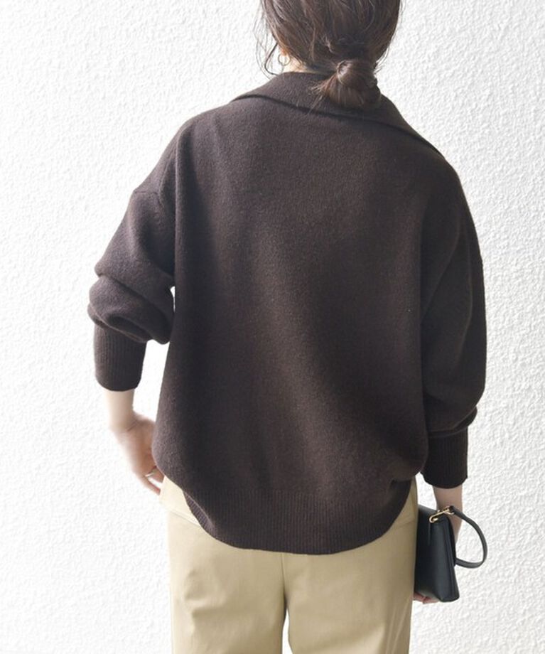 SHIPS any「【WEB限定】SHIPS any: 〈手洗い可能〉AQUA カシミヤ ミックス スキッパー カラー プルオーバー」|ニット・セーター|