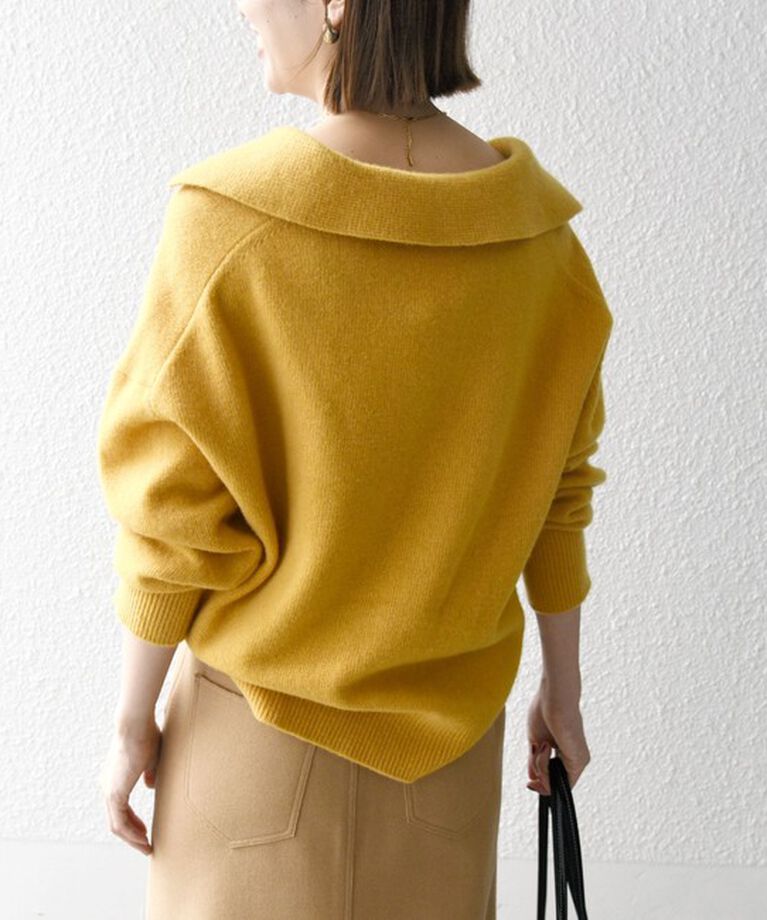 SHIPS any「【WEB限定】SHIPS any: 〈手洗い可能〉AQUA カシミヤ ミックス スキッパー カラー プルオーバー」|ニット・セーター|
