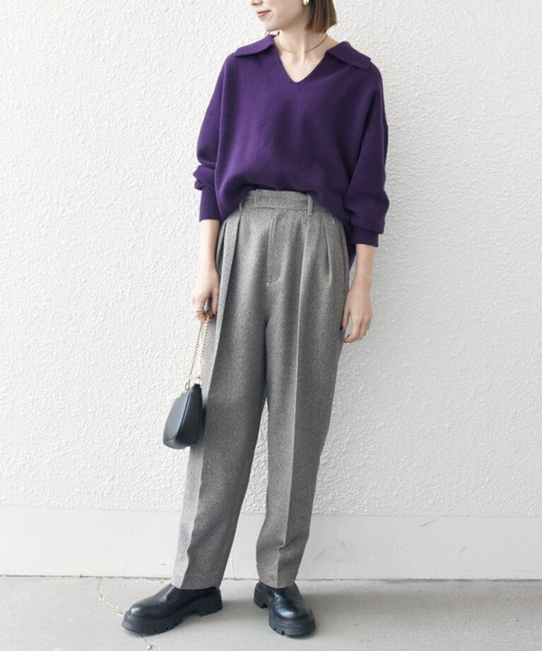 SHIPS any「【WEB限定】SHIPS any: 〈手洗い可能〉AQUA カシミヤ ミックス スキッパー カラー プルオーバー」|ニット・セーター|