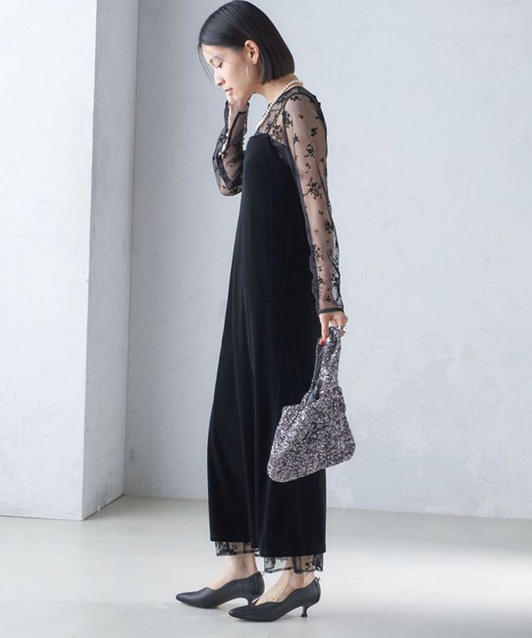 SHIPS for women「〈結婚式・パーティ〉kaene:フロッキー レース ポリエステルベロア 2WAY ドレス」|ワンピース|