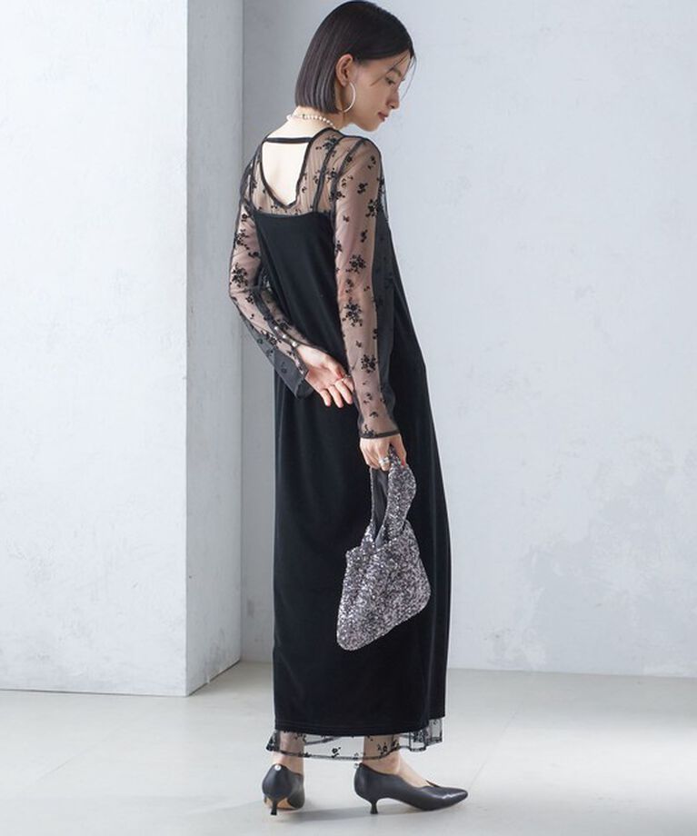 SHIPS for women「〈結婚式・パーティ〉kaene:フロッキー レース ポリエステルベロア 2WAY ドレス」|ワンピース|