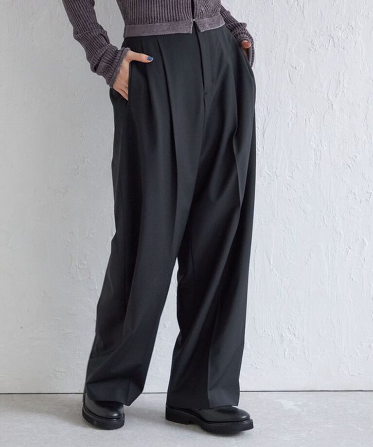 SHIPS for women「Wai＋:〈手洗い可能〉ウール混 2タック スラックス」|スラックス|