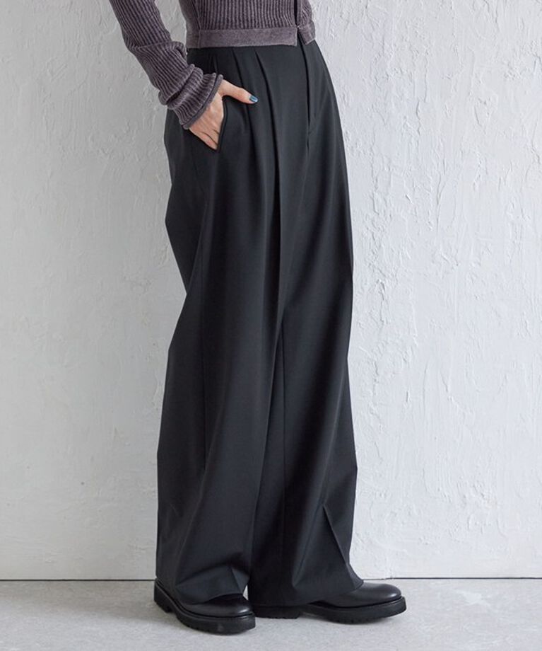 SHIPS for women「Wai＋:〈手洗い可能〉ウール混 2タック スラックス」|スラックス|