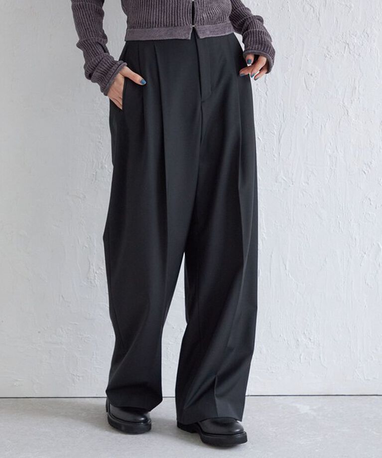 SHIPS for women「Wai＋:〈手洗い可能〉ウール混 2タック スラックス」|スラックス|