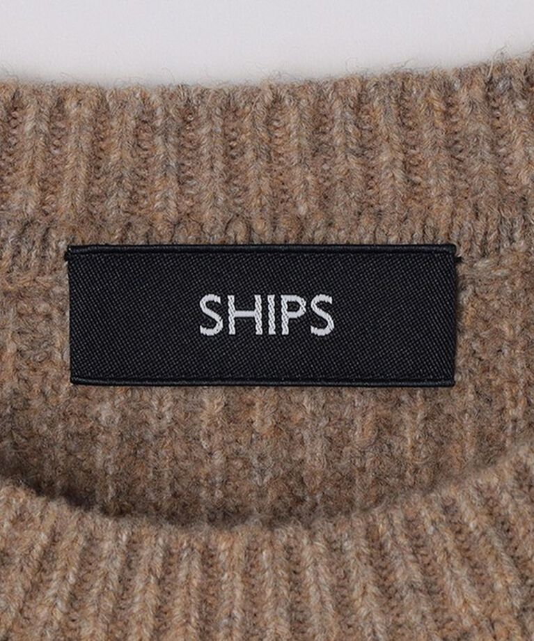 SHIPS「SHIPS:〈手洗い可能〉7ゲージ ブラッシュド コットン クルーネック プルオーバー ニット」|ニット・セーター|