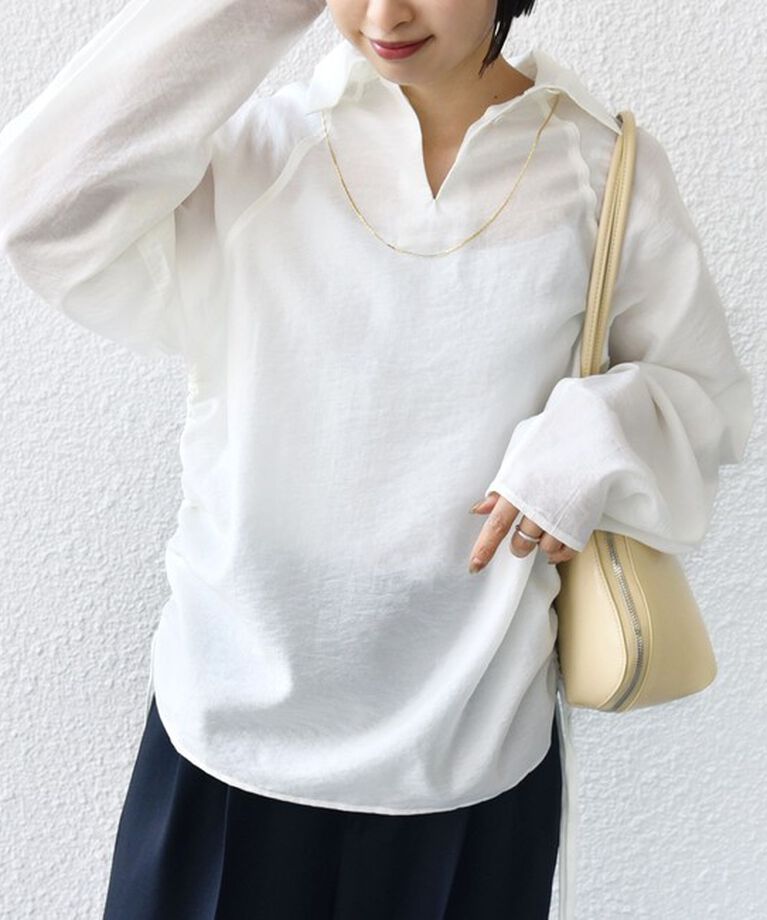 SHIPS for women「【WEB限定】〈洗濯機可能〉シアー ハイネック 2WAY ブラウス」|シャツ・ブラウス|
