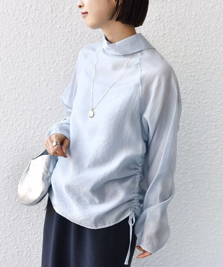SHIPS for women「【WEB限定】〈洗濯機可能〉シアー ハイネック 2WAY ブラウス」|シャツ・ブラウス|ライトブルー