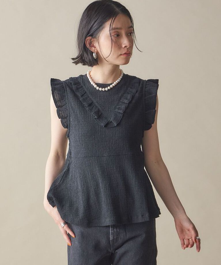 SHIPS for women「NINE CASE:〈手洗い可能〉フリル ノースリーブ トップス」|その他|