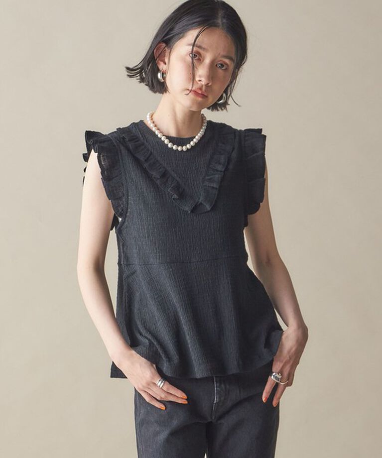 SHIPS for women「NINE CASE:〈手洗い可能〉フリル ノースリーブ トップス」|その他|