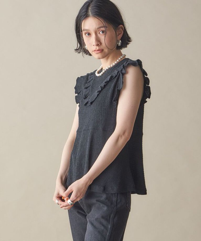 SHIPS for women「NINE CASE:〈手洗い可能〉フリル ノースリーブ トップス」|その他|