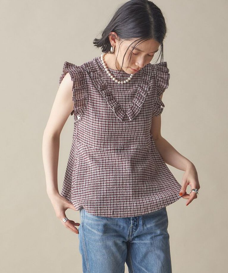 SHIPS for women「NINE CASE:〈手洗い可能〉フリル ノースリーブ トップス」|その他|