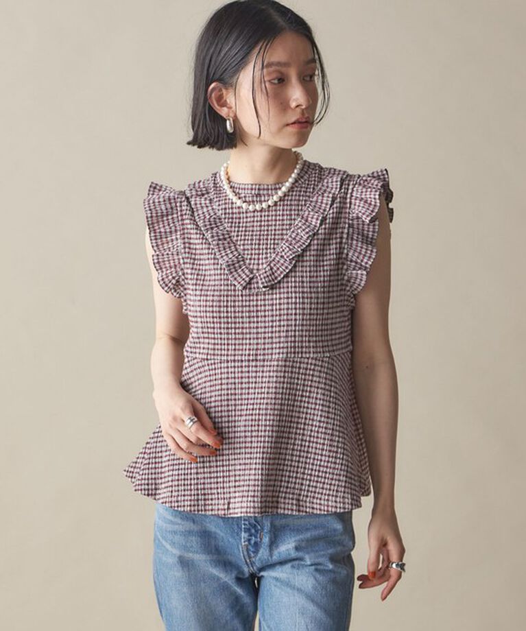 SHIPS for women「NINE CASE:〈手洗い可能〉フリル ノースリーブ トップス」|その他|