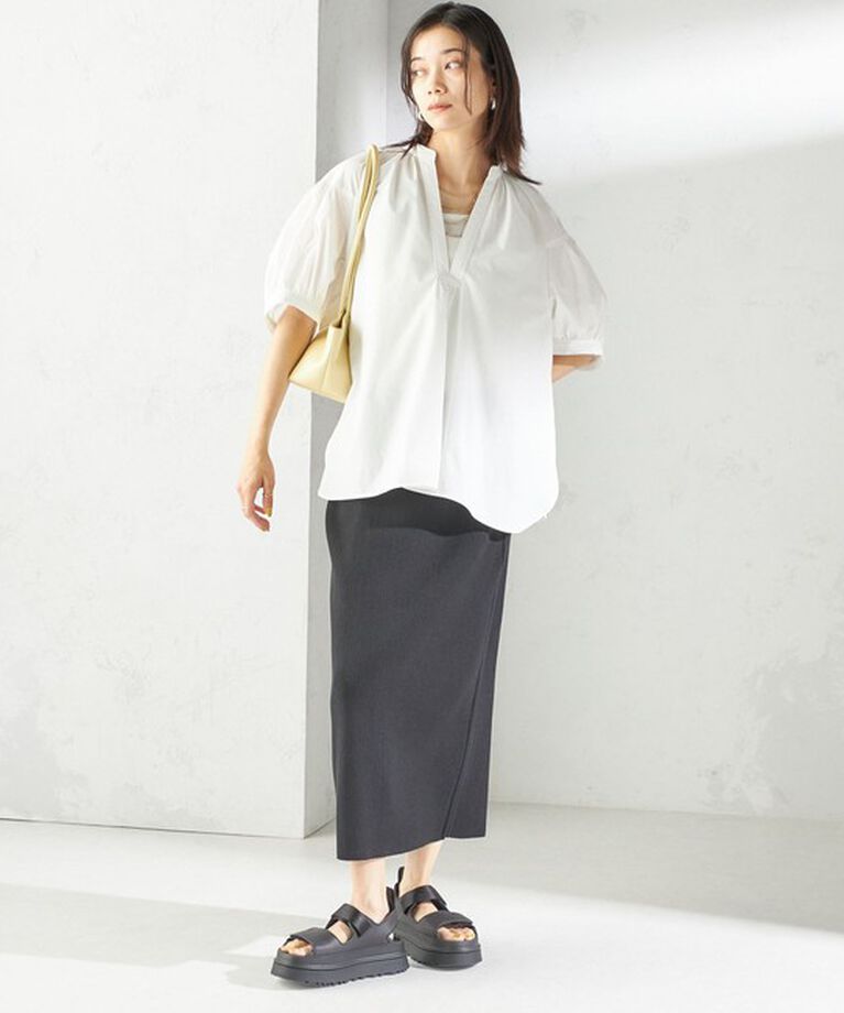 SHIPS for women「《予約》〈接触冷感 / 撥水加工〉TEX BRID(R)タフタ スキッパー 5分袖 ブラウス」|シャツ・ブラウス|