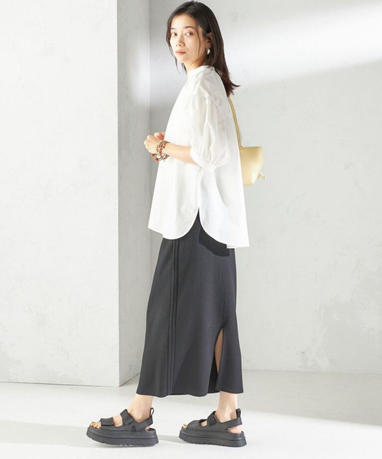 SHIPS for women「《予約》〈接触冷感 / 撥水加工〉TEX BRID(R)タフタ スキッパー 5分袖 ブラウス」|シャツ・ブラウス|
