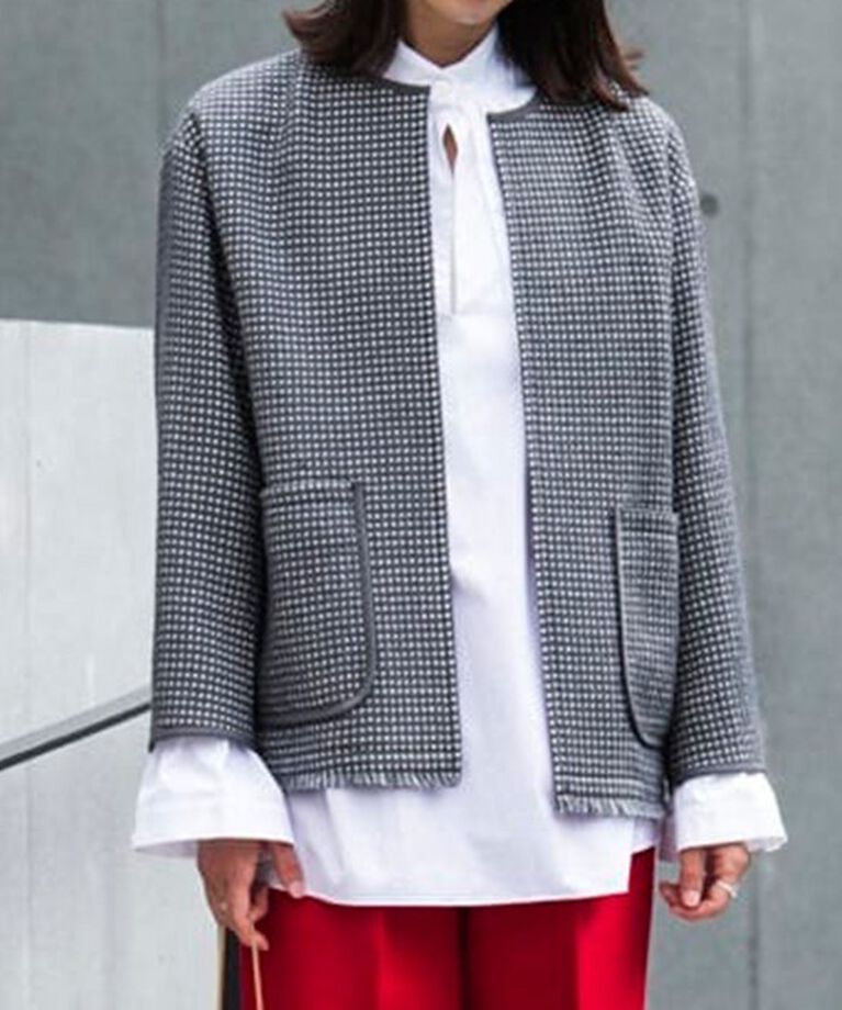 Ballsey「ワッフルツイード ノーカラージャケット」|ノーカラージャケット|16 グレー系
