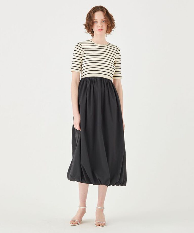 Ballsey「マテリアルコンビ ハーフスリーブワンピース」|ワンピース|