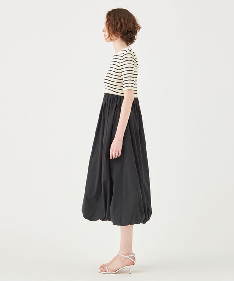 Ballsey「マテリアルコンビ ハーフスリーブワンピース」|ワンピース|