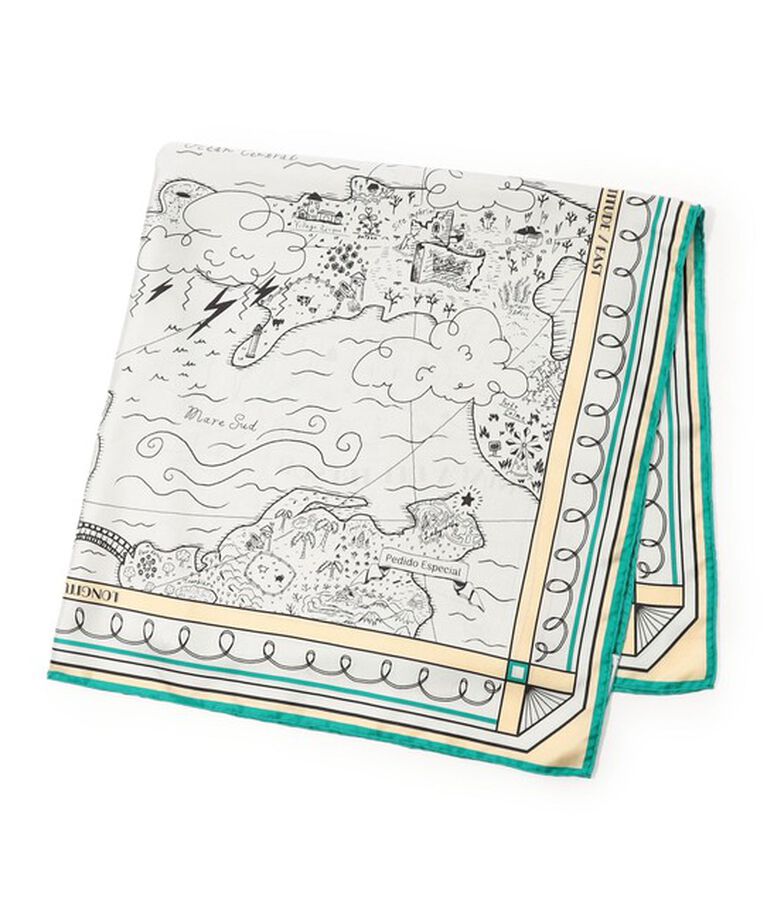 TOMORROWLAND GOODS「【別注】manipuri TREASURE MAP スカーフ」|バンダナ・スカーフ|14 ライトグレー系