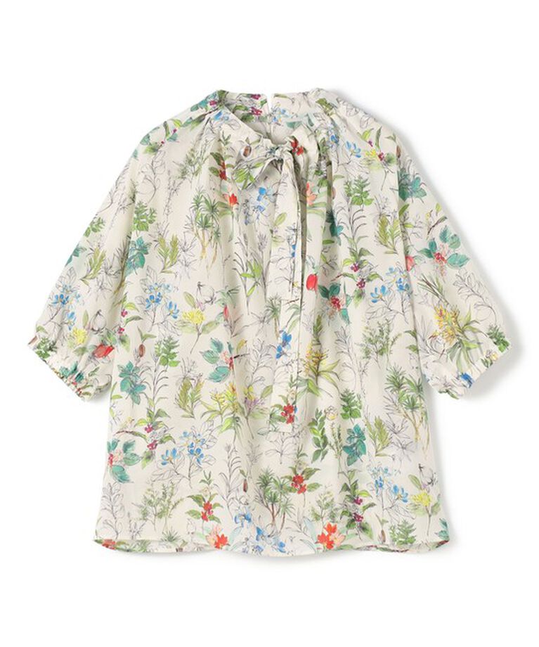 TOMORROWLAND collection「カリビアンバードプリント ギャザーボウタイブラウス」|シャツ・ブラウス|12 ホワイト系