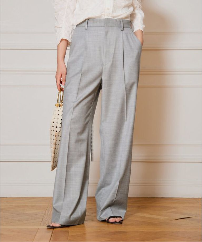 IENA LA BOUCLE「IENA LA BOUCLE ウールシルクスラックス」|スラックス|グレーA