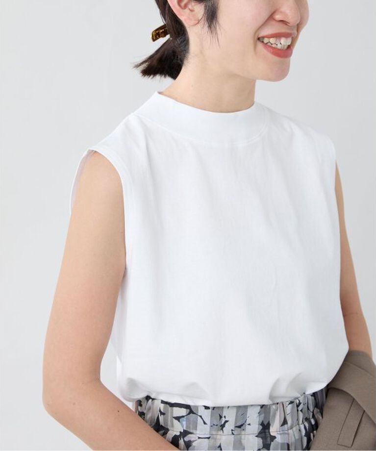 VERMEIL par iena「ATON（エイトン）MOCKNECK SLEEVELESS PULLOVER KKAGGM0113」|Tシャツ・カットソー|ホワイト