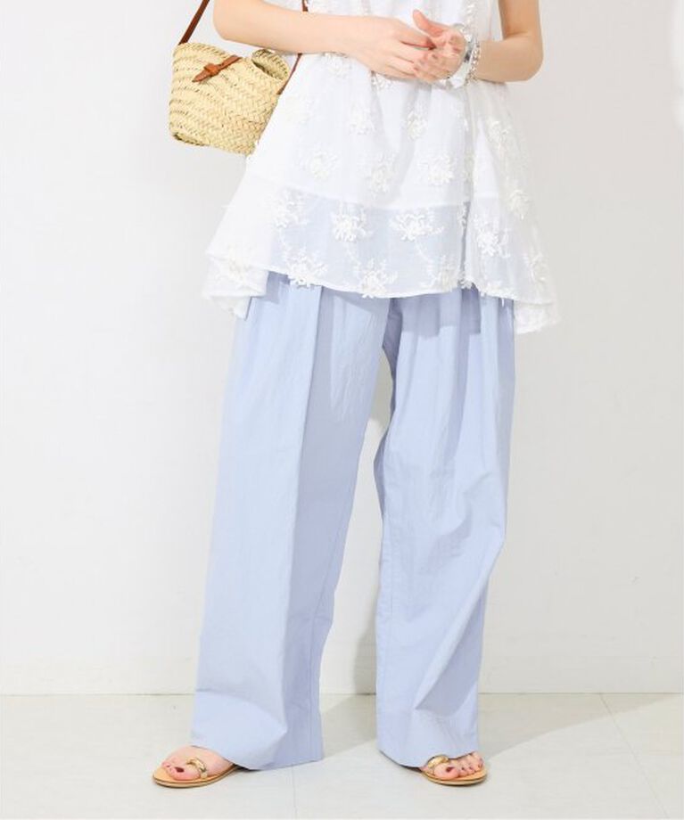 SLOBE IENA「《予約》撥水タフタタックギャザーイージーパンツ」|その他|サックスブルー