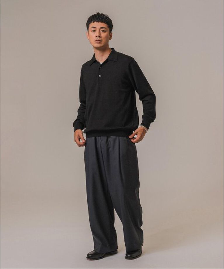 EDIFICE「LA BOUCLE(ラブークル) Loro Piana Fabric ワイドパンツ」|スラックス|